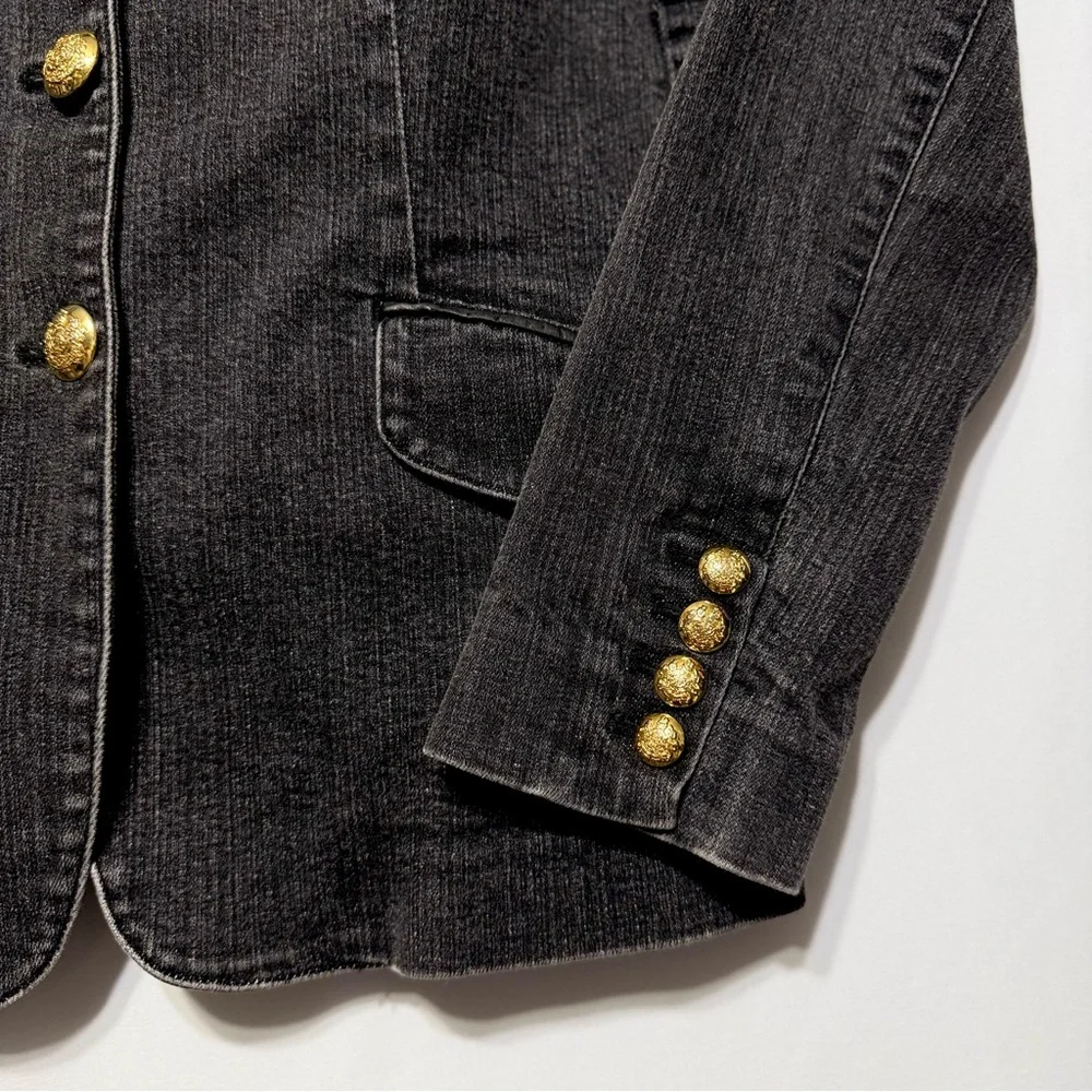 NEW Lauren Jeans by Ralph Lauren‎ Women's Black Denim Jacket Size 6 Perfect - Picture 3 of 8